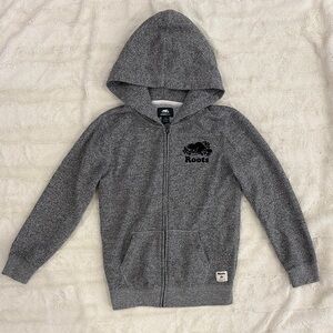 Roots kids Gray Zip-Up Hoodie Sweatshirt size youth Large - new